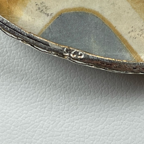 925 SILVER OVERLAY STATEMENT PENDANT PICTURE JASPER GEMSTONE - Picture 4 of 8